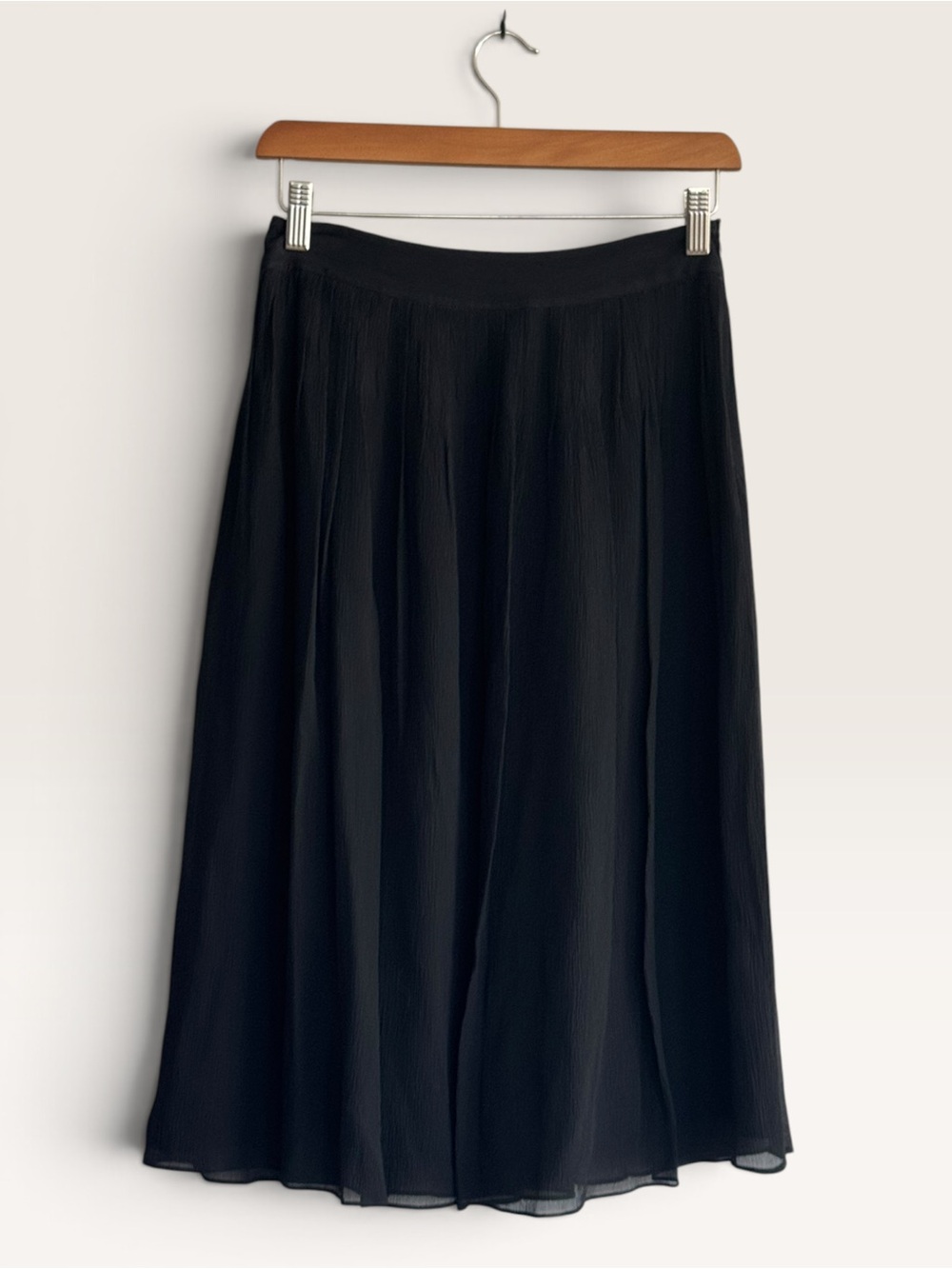 Cacharel Flowy Midi Skirt 100% Silk Black Small